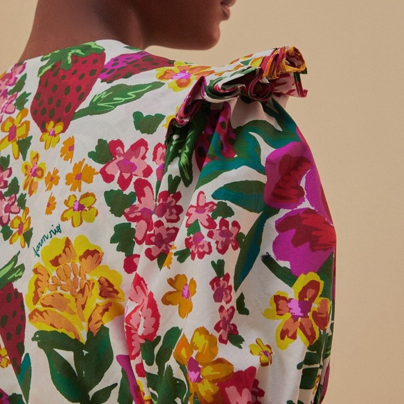 Farm Rio Off-White Flowerful Sketch Romper - Picture 9 of 11